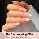 Kunstnagels set - 240 stuks Franse nepnagels lijm op - roze wit gradiënt ontwerp kunstnagels volledige dekking zachte gel natuurlijk en comfortabel om te dragen (roze amandel)