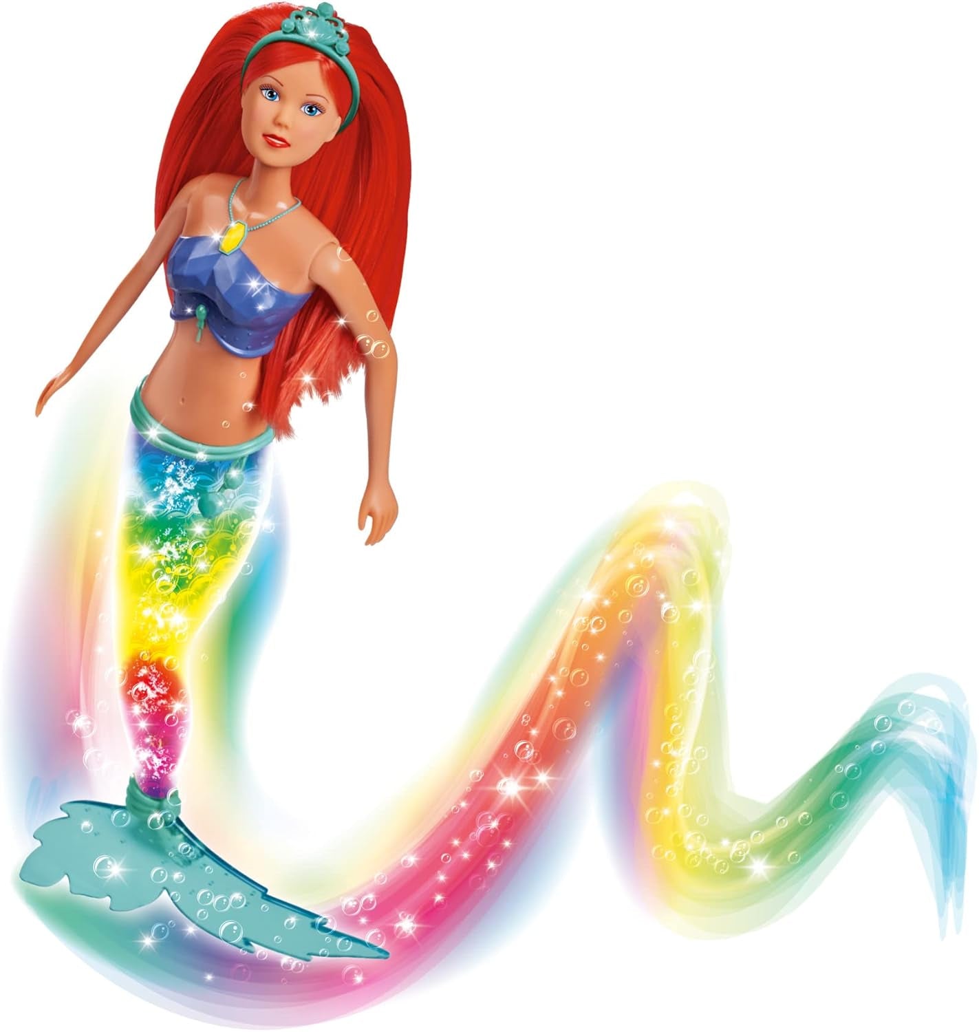Simba 105733656 - Steffi Love sprankelende zeemeerminpop (39 cm) - Gloeiende zeemeermin van kleur veranderende lichtgevende regenboog, waterdicht speelgoed voor kinderen vanaf 3 jaar