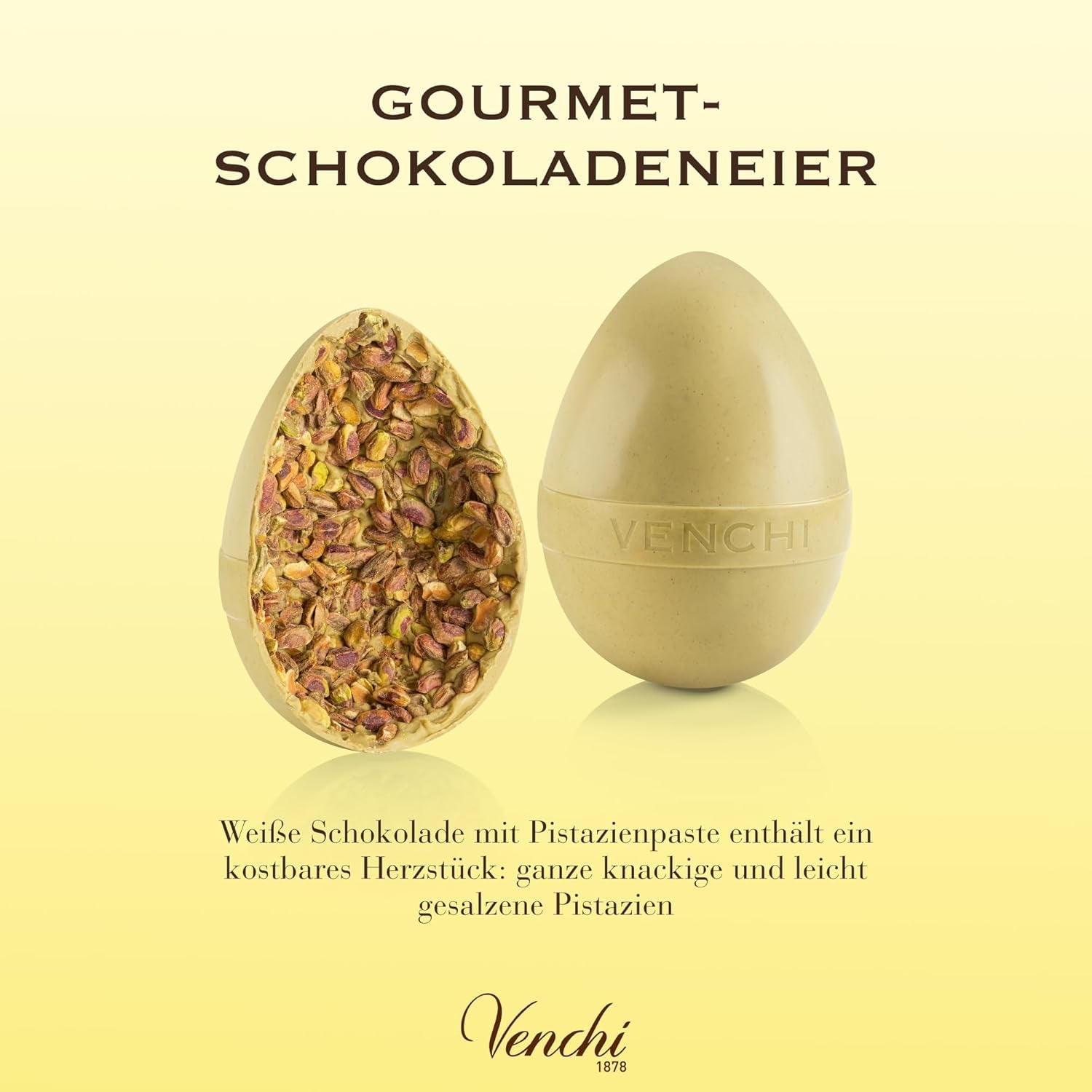 Venchi - Chocolade-ei, pistachesmaak, met hele pistache, met verrassing, glutenvrij, 500g, Paascollectie, cadeau-idee