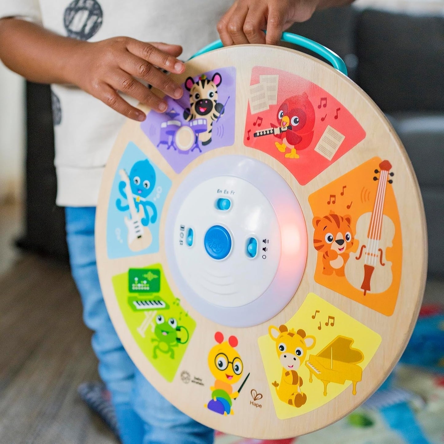 Baby Einstein, Hape, Cal's Smart Sounds Symphony Magic Touch Houten elektronisch activiteitenspeelgoed in 3 talen (Engels, Frans en Spaans), 3 standen, vanaf 6 maanden Babyspeelgoed Naty Shop