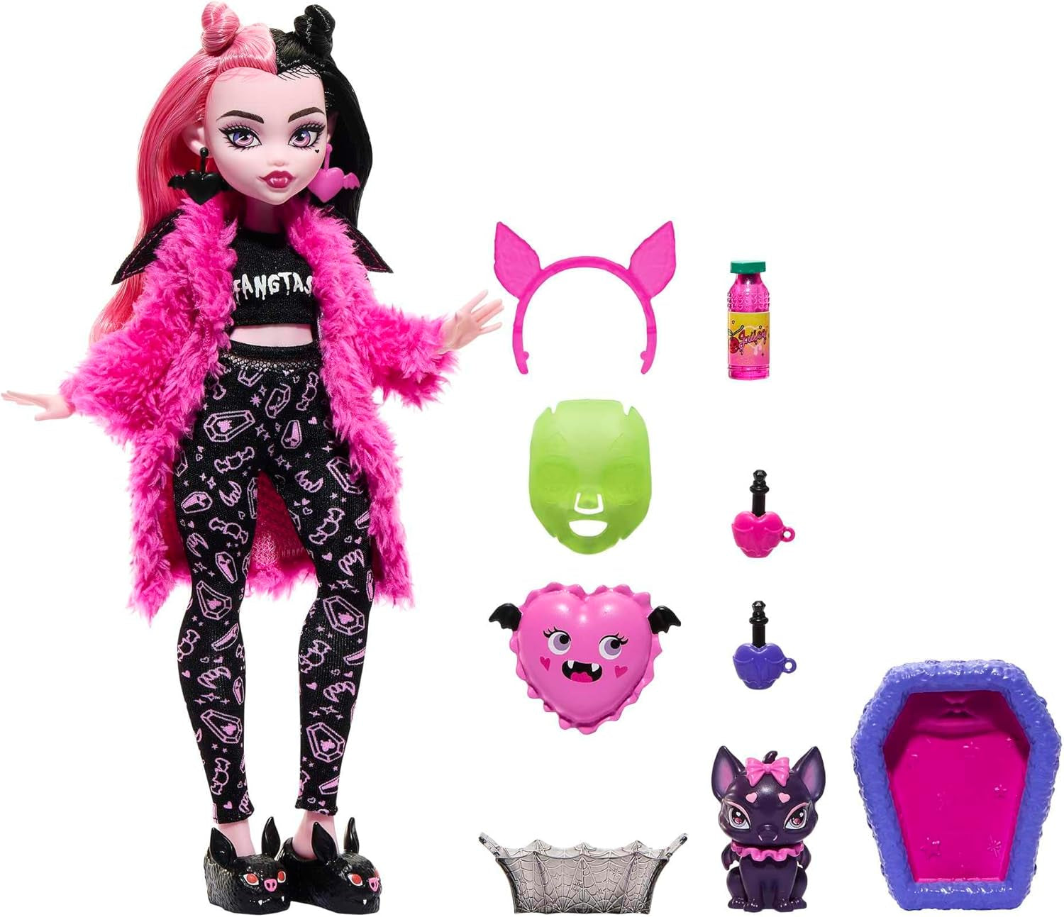 MONSTER HIGH pop en pyjama feestaccessoires Draculaura Bat Count Fabulous Doll Pet Creepover Party HPY66 Naty Shop Dolls