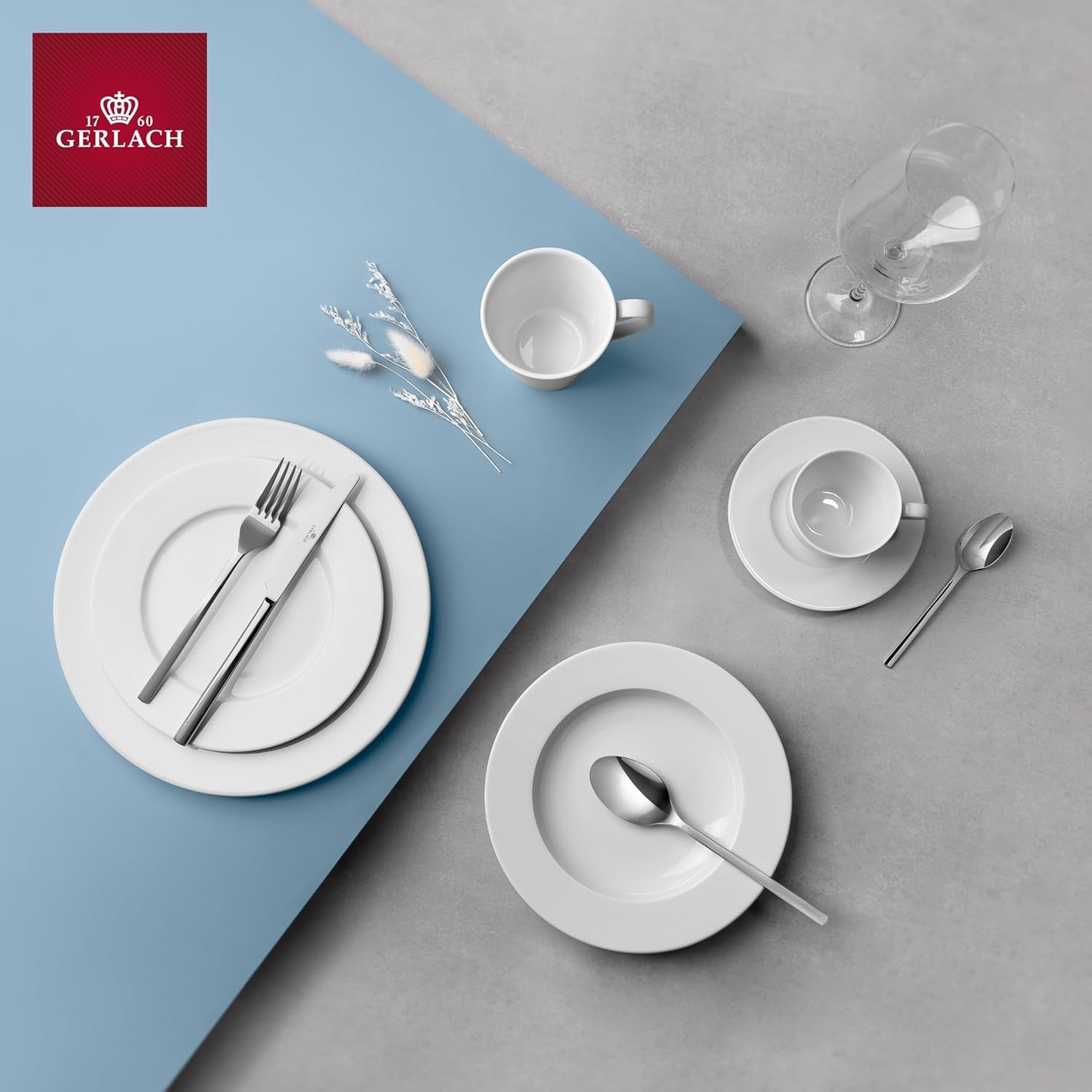 Gerlach 1760 servies - 18-delig - Servies voor 6 personen - Bordenset - Modern porselein, wit