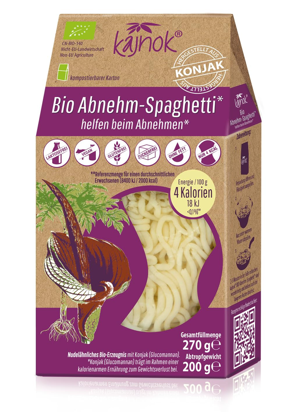 Biologische afslankspaghetti: Konjac-spaghetti - Biologische Shirataki-noedels voor afslanken - Ideaal voor koolhydraatarme diëten - Het beste pasta-alternatief voor voeding, fitness en een gezonde levensstijl 10-pack 2,7 kg