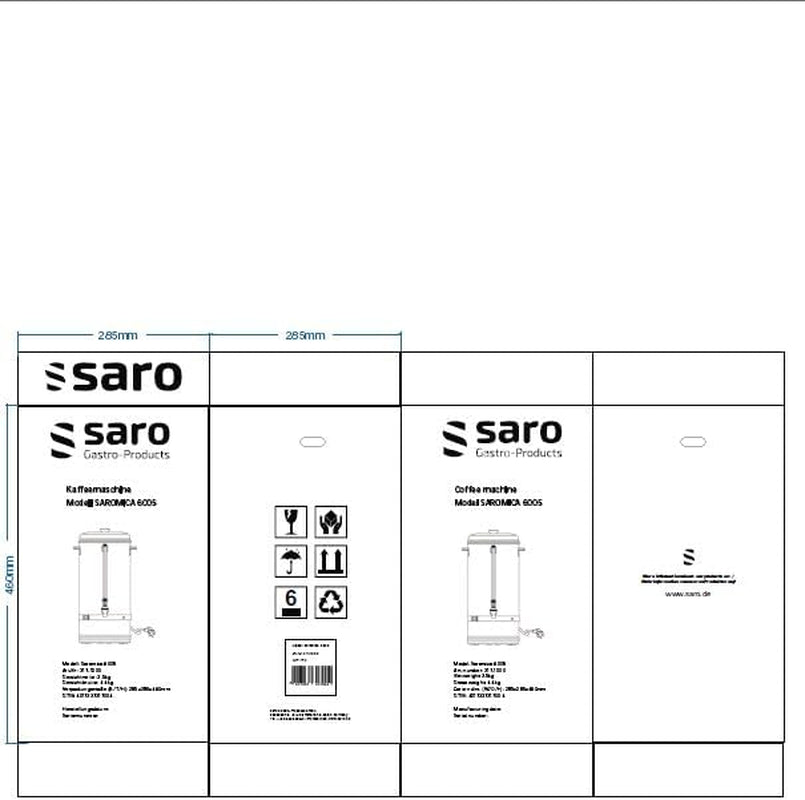 Saro espressomachine met rond filter - 6,75 L / 40 kopjes - RVS - zet- en warmhoudfunctie - veiligheidskraan - kijkglas - 1,5 kW - model SAROMICA 6005