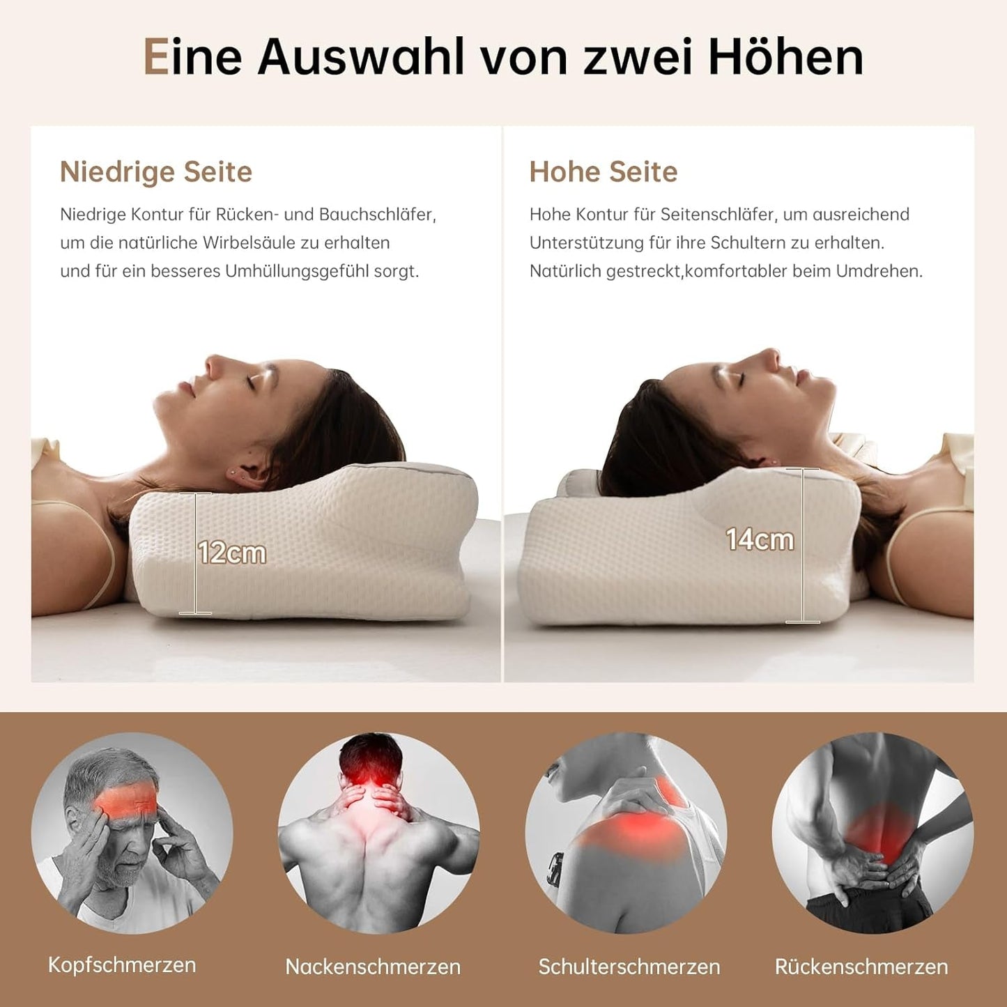 Homyrium Ergonomisch nekkussen Orthopedisch kussen Memory Foam Neksteunkussen Anti-snurkkussen Zijslaper Rugbuikkussen Grijs Cervicale orthopedische kussens Naty Shop