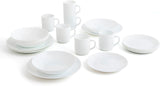 Witte serviesset voor 6, 24-delig, 6 dinerborden, 6 dinerborden, 6 dessertborden en 6 kopjes, veelkleurig, 24-delig