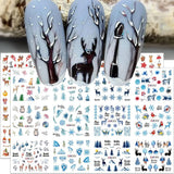 3D-kerstnagelstickers Zelfklevende wateroverdracht Kerstboom Sneeuwvlok Eland Pinguïn Kerstnagelkunst Winternagelontwerpen Kerststickers Nagelaccessoires