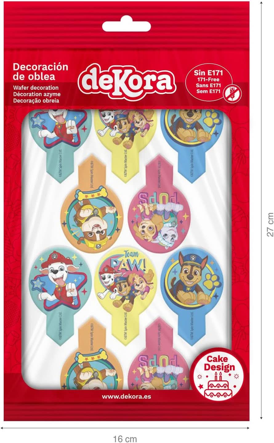 Dekora, Dekorapin Paw Patrol Eetbare Taartdecoraties, 20 Eetbare Papieren Wafeltjes - 6,5 X 4 Cm Naty Shop