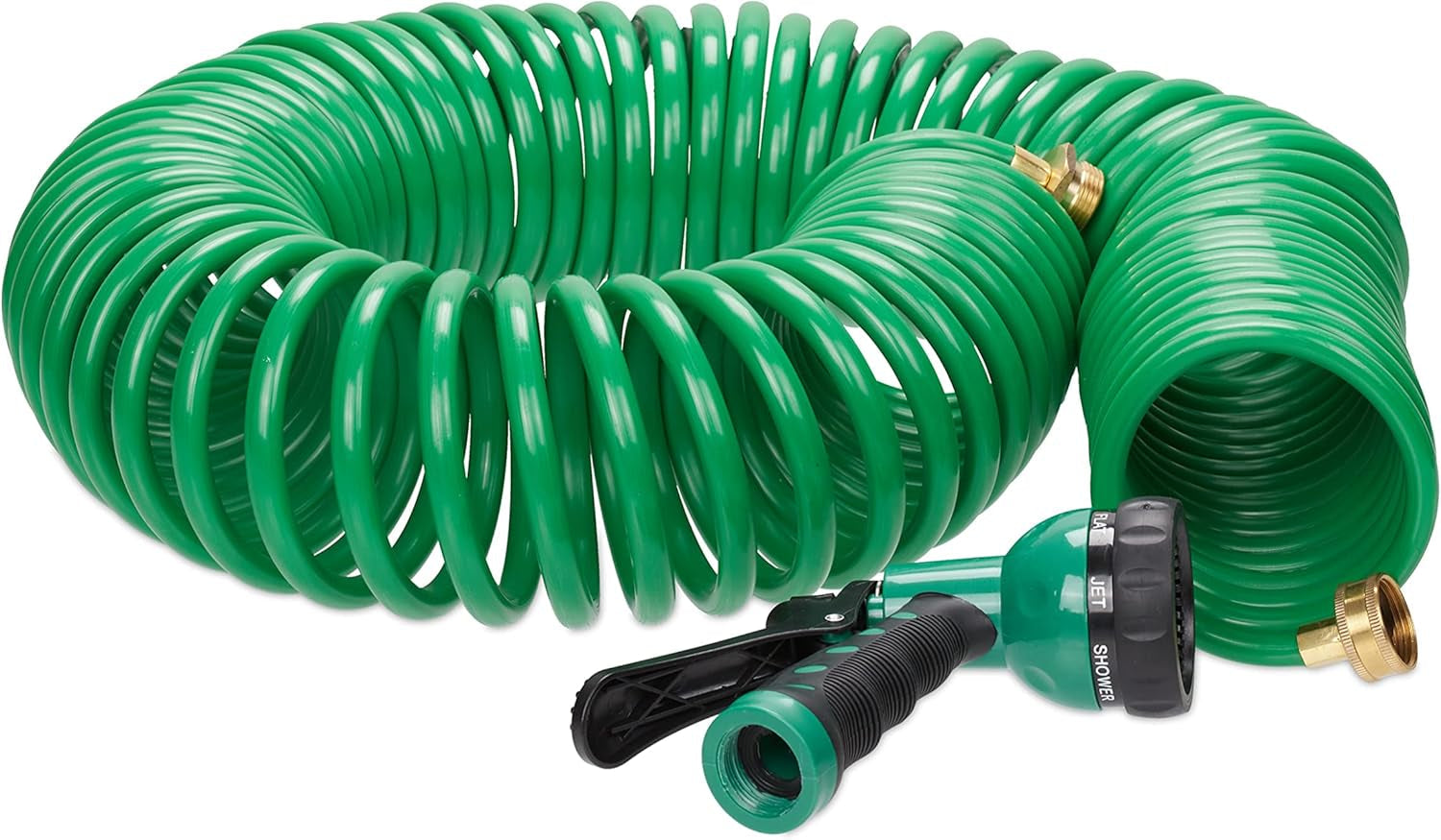 Relaxdays spiraalslang verlengbaar tot 20m flexibele tuinslang met watersproeier 7 spuitpatronen groen