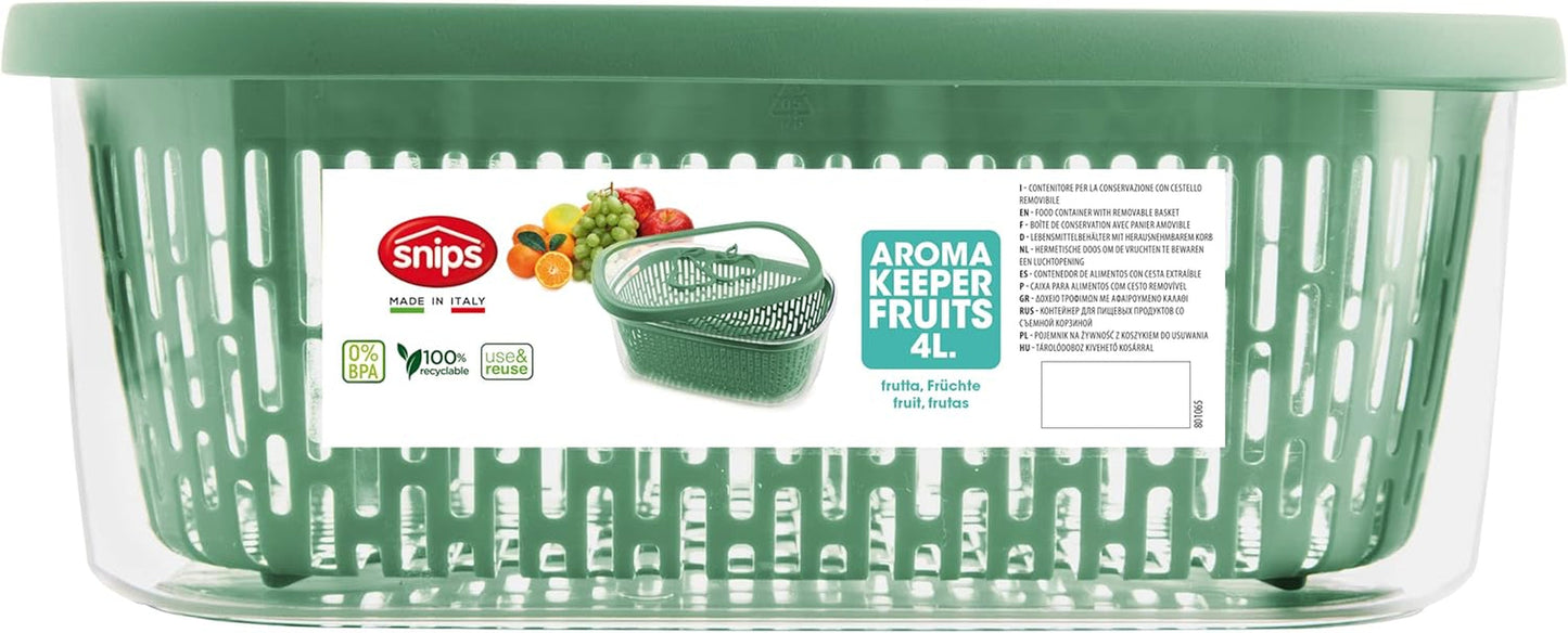 Zaag voor het conserveren van fruitsmaak, kunststof, groen, 4 LT - rechthoekig Voedselbewaardozen Naty Shop