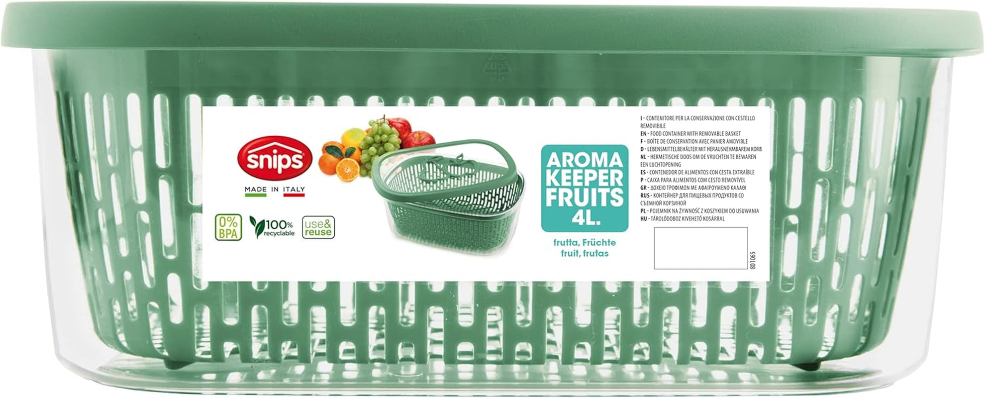 Zaag voor het conserveren van fruitsmaak, kunststof, groen, 4 LT - rechthoekig Voedselbewaardozen Naty Shop
