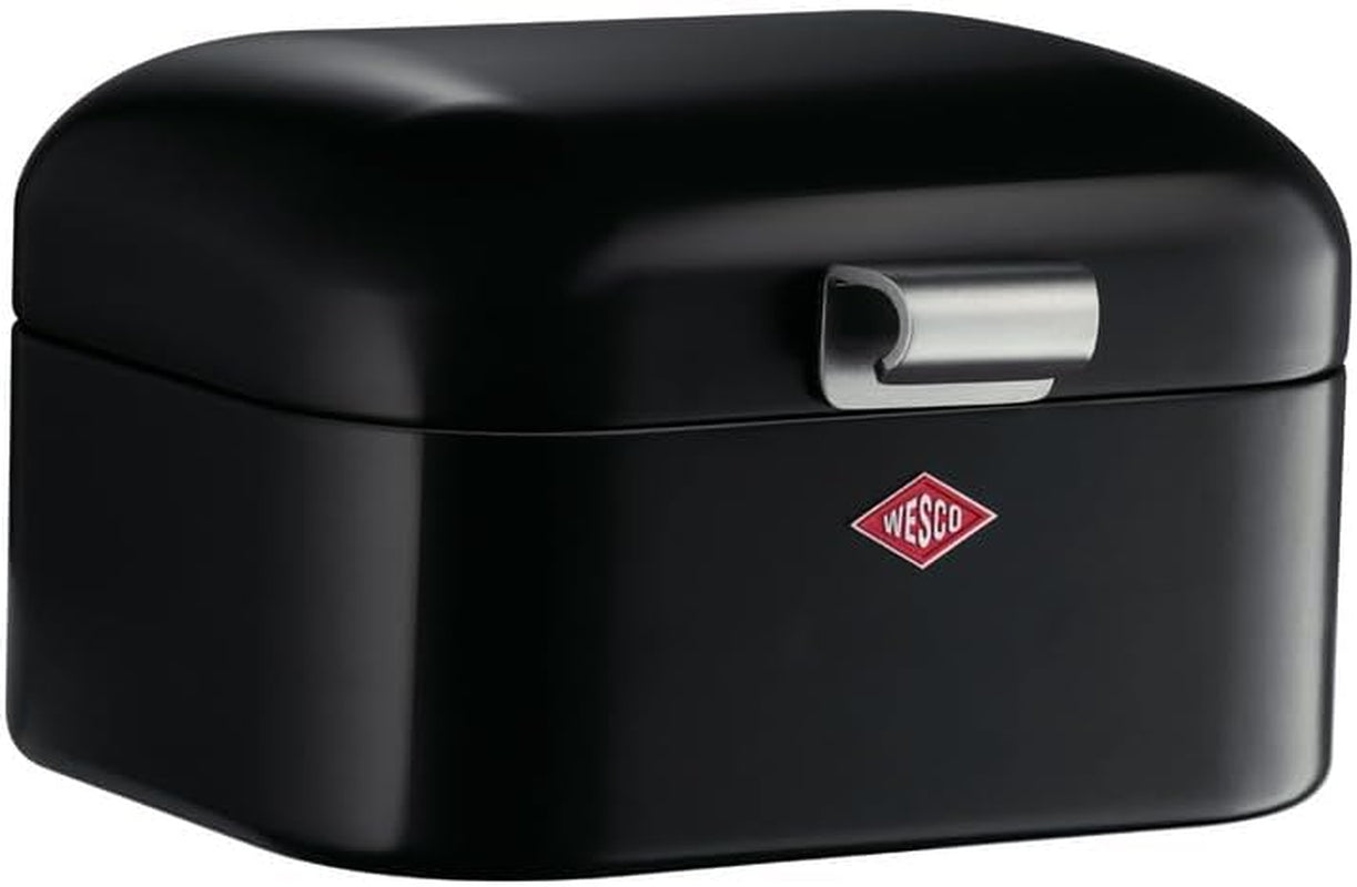 Wesco Mini Grandy broodtrommel in roze, gepoedercoate staalplaat, ventilatiegaten en stevige handgreep Voedselopbergdozen Naty Shop Zwart