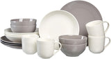 Ritzenhoff & Breker Levi 16-delige serviesset, borden, schalen en mokken voor 4 personen, Scandinavisch design met fijn gecanneleerd reliëf, Mix & Match serviesgoed, porselein, wit en grijs