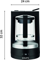 Krups T8 Filter-espressomachine, 850 Watt, automatische uitschakeling, 8-12 kopjes, 1 liter inhoud, permanent filter, verlichte aan/uit-schakelaar, eenvoudig te gebruiken, zwart, KM4689