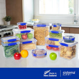 Pot voor voedselopslag KLIP IT Systeem | 9,67 liter | stapelbare en luchtdichte voorraadpot met deksel, geschikt voor koelkast/vriezer | BPA-vrij kunststof | blauwe clips | 1 stuk (pak van 4) Naty Shop voedselbewaardozen