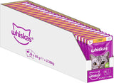 Whiskas 1+ natvoer voor katten met kip in gelei, 28x85g (1 pakje) - Hoogwaardig natvoer voor volwassen katten in 28 zakjes