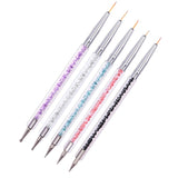 5 Stück Nagel Pinsel Set, Nageldesign Pinsel, Nail Art Dotting Tools, Dual-Ended Professionele Acryl Nail Art Pen voor DIY Nail Art Design