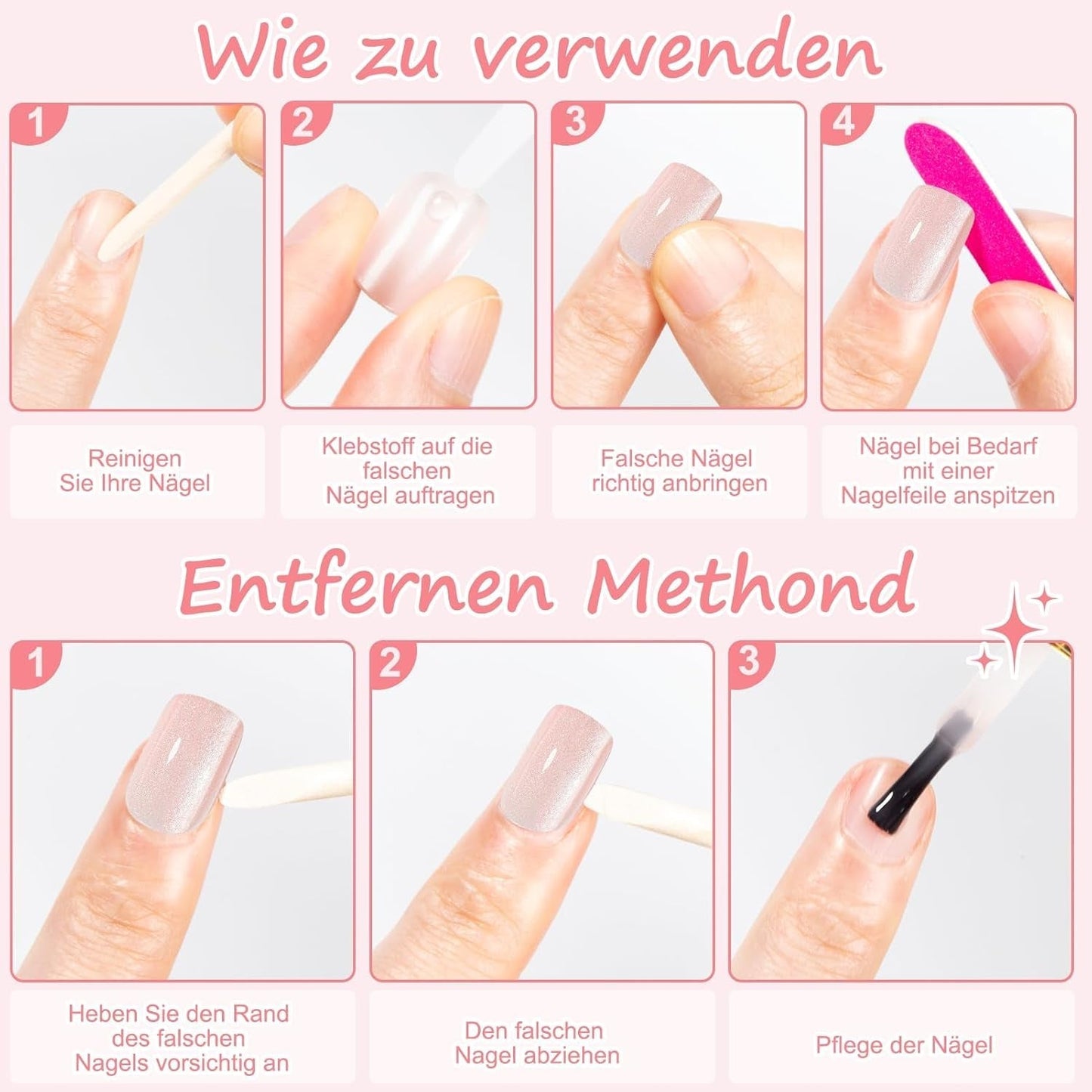 Kiiwah 48 stuks korte vierkante nagels roze kunstnagels lijm op korte nageltips valse nageltips