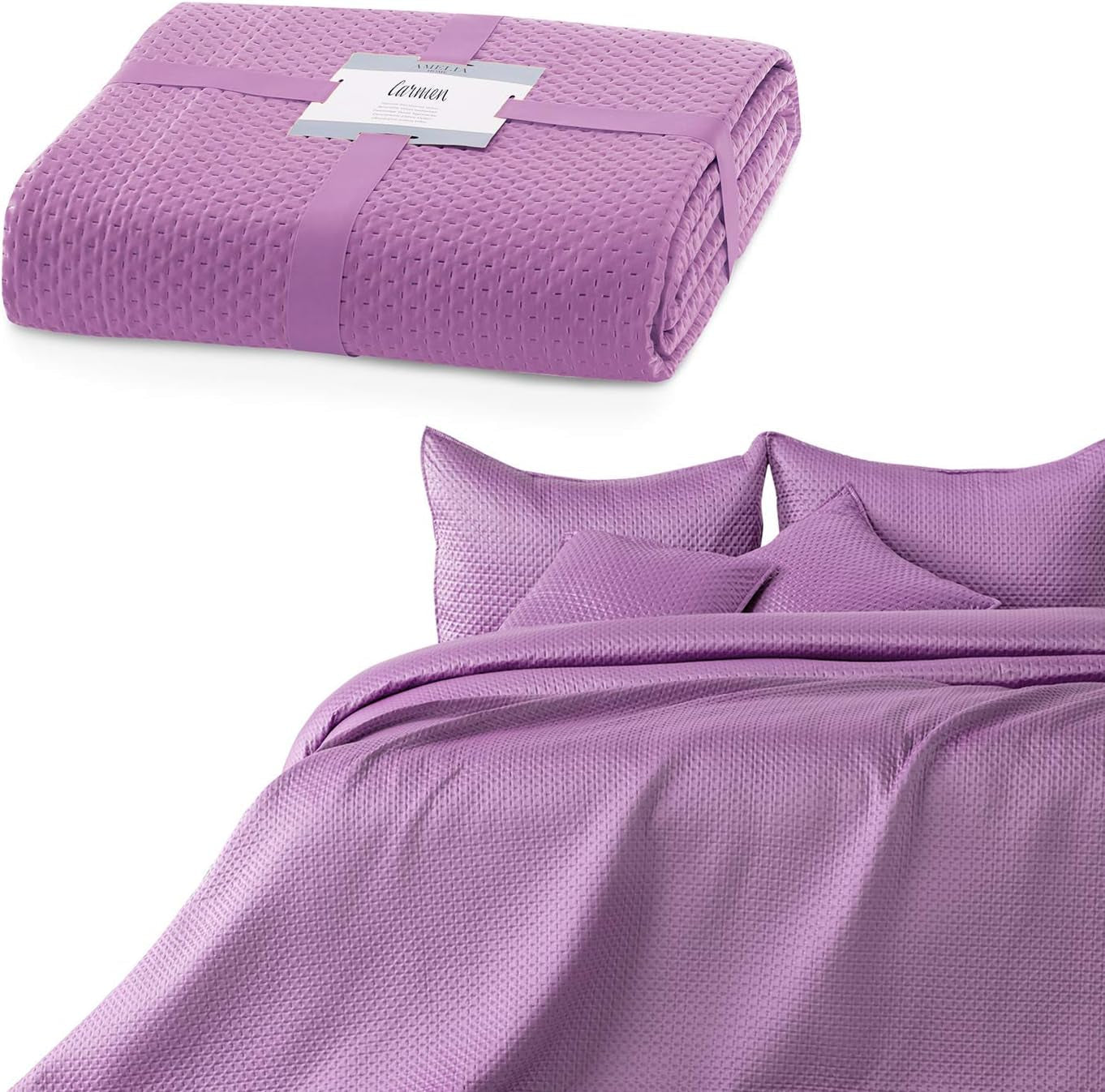 Ameliahome sprei 200X220 Cm donkergroene sprei met twee reliëfzijden Mat Satijn Carmen Bedden en Dekens Besuche den AmeliaHome-Store Carmen Lila 170X210 Cm