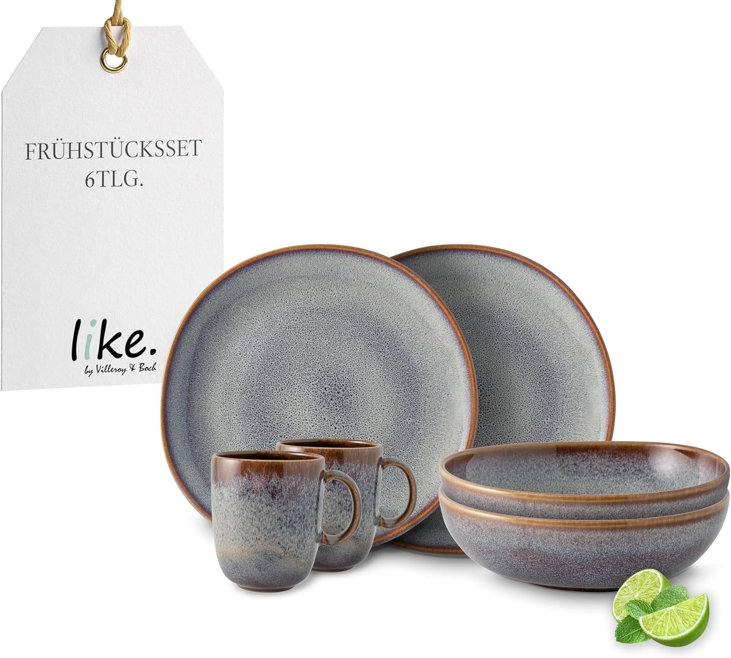 Lave beige ontbijtset van Villeroy & Boch, 6-delig