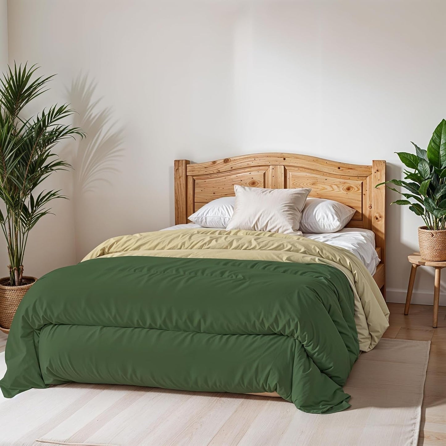 Basic winterdekbed, effen en gevoerd, donkergroen/crème, 200X245Cm Dekbedden en dekbedden Naty Shop
