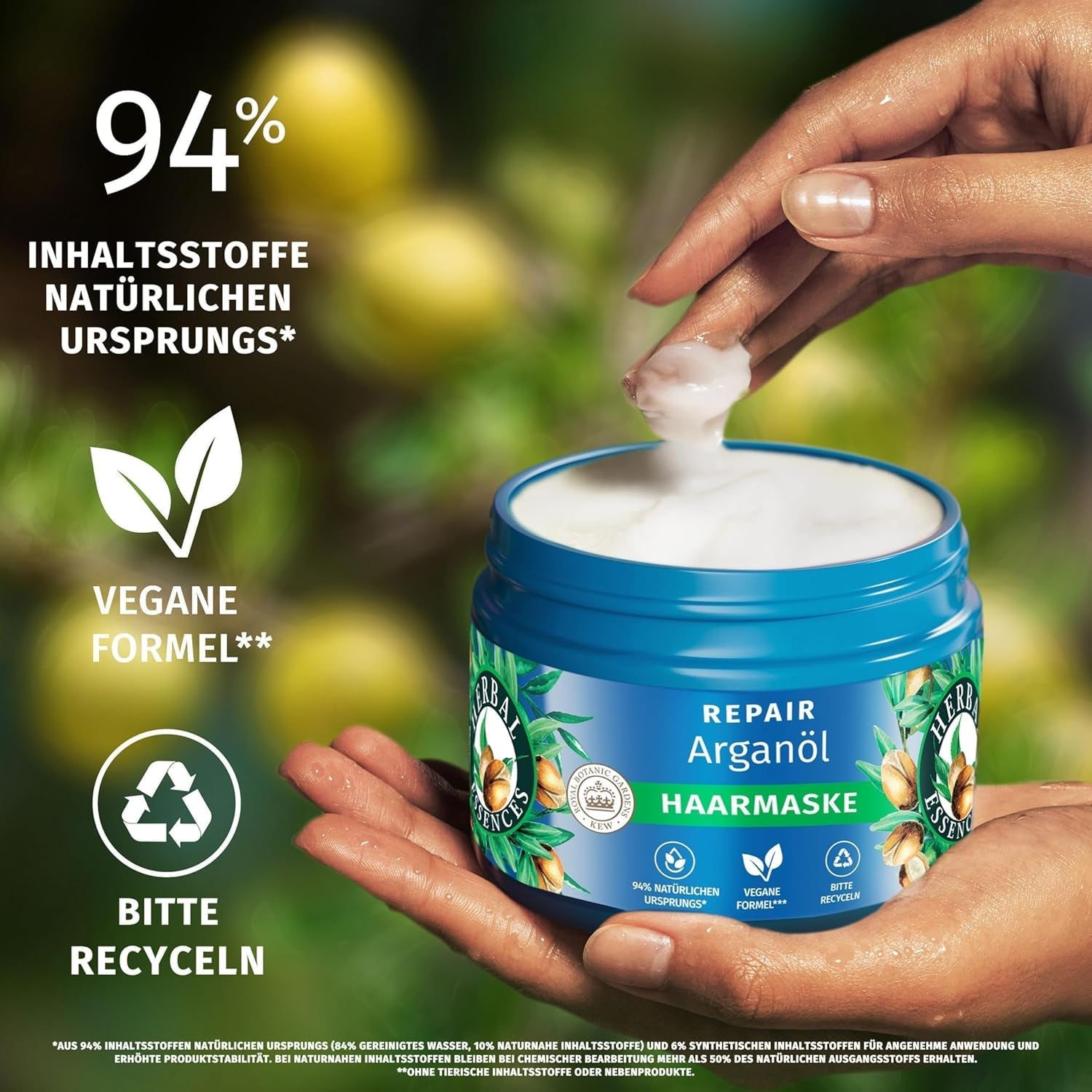 Herbal Essences Haarherstelmasker met arganolie 300ml. Van beschadigd haar naar gladder en glanzender haar. Intensieve zorg. Met ingrediënten van natuurlijke oorsprong. Veganistisch Naty Shop haarmasker