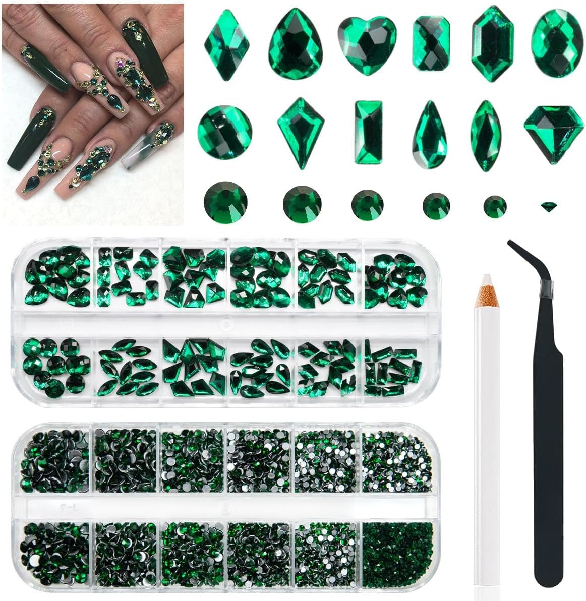 2630 stuks AB kristal fonkelende stenen voor nagels, 120 12 soorten grote fonkelende stenen + 2510 6 maten ronde K9 glazen stenen voor nagels, strass steentjes, nagelontwerpen, nagelbedels voor gezichtskunst