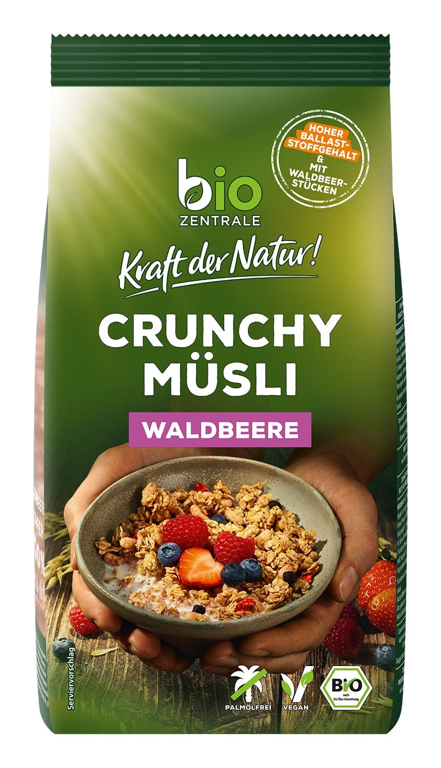 Krokante muesli met bessen Biozentrale | 375 g biologische Muesli | Ideaal voor het ontbijt en je kopje meeneemmuesli | Een alternatief voor mueslirepen