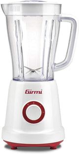 Girmi FR46 Elektrische Mixer, 1,5 Liter, 2 Geschwindigkeiten Met Pulse-Funktion, 4 Edelstahlklingen, Messbecherdeckel, Messbecher Mit Scale, Sicherheitseinrichtung, Weiß/Rot Kitchen Naty Shop