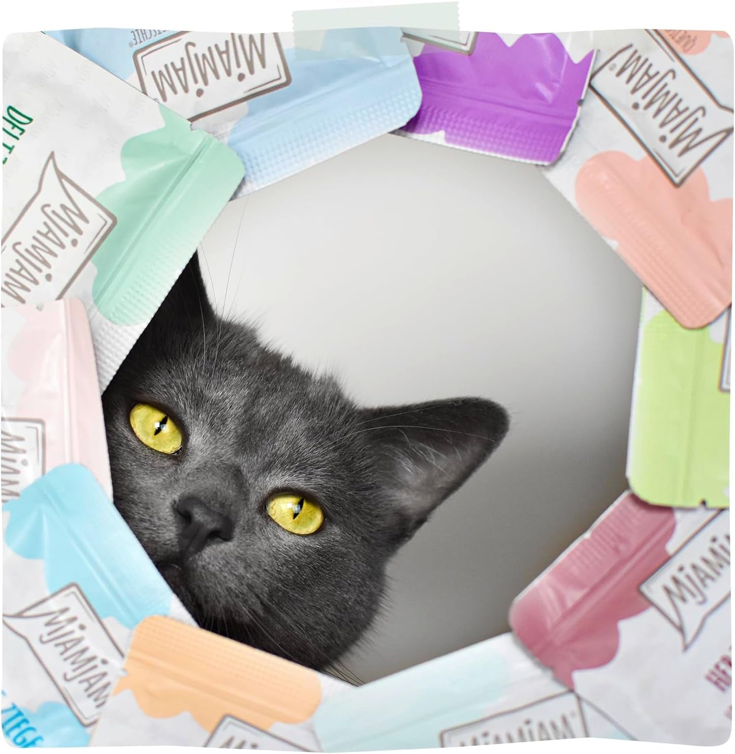 MjAMjAM - Premium natvoer voor katten - Knijpzak - DUO met geraffineerd kalfsvlees en haring, verpakking van 12 (12 x 125 g), graanvrij