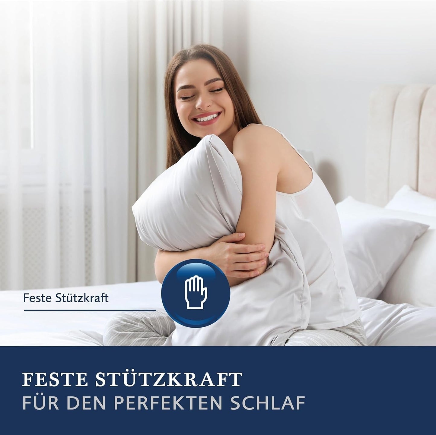 Billerbeck donzen kussen Martina - Kussen in 80 X 80 Cm - Kussen met stevige ondersteuning - Ganzendons 15% en veren 85% Naty Shop standaard kussens