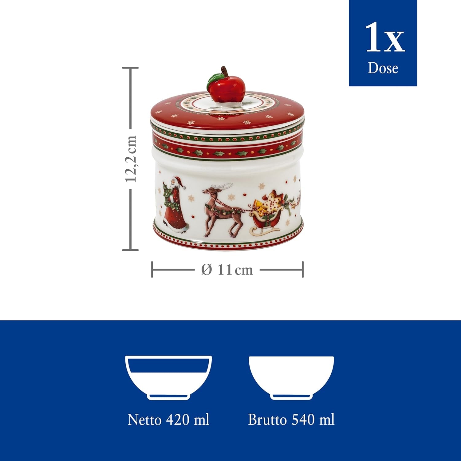 Villeroy & Boch - Winter Bakery Delight Kleine opbergdoos, keramische kerstkoekjesdoos, kerstdoos, koekjesdoos, koekjesdoos, keramische doos met deksel, snoepopslag, premium porseleinen voedselopbergdozen Naty Shop