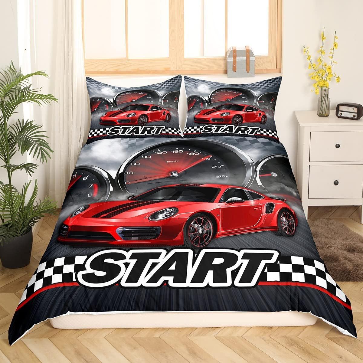 Jungen Cartoon Auto Beddenset 135X200,Kinder Bau Fahrzeuge Tröster Abdeckung Für Kind Kleinkind Teens,Dinosaurier Bettbezug,Traktor Maschinerie Bagger Bettdecke Abdeckung,Lkw Autos Bedtuchen Naty Shop Multi 7 220*240+80*80*2