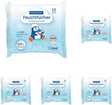 PAEDIPROTECT Babydoekjes 1 x 10 stuks Gevoelige babywaterdoekjes 99% water Geurvrij Baby en kinderen Gevoelige huid Kokosextract Microplasticvrij Veganistisch (5-pack)