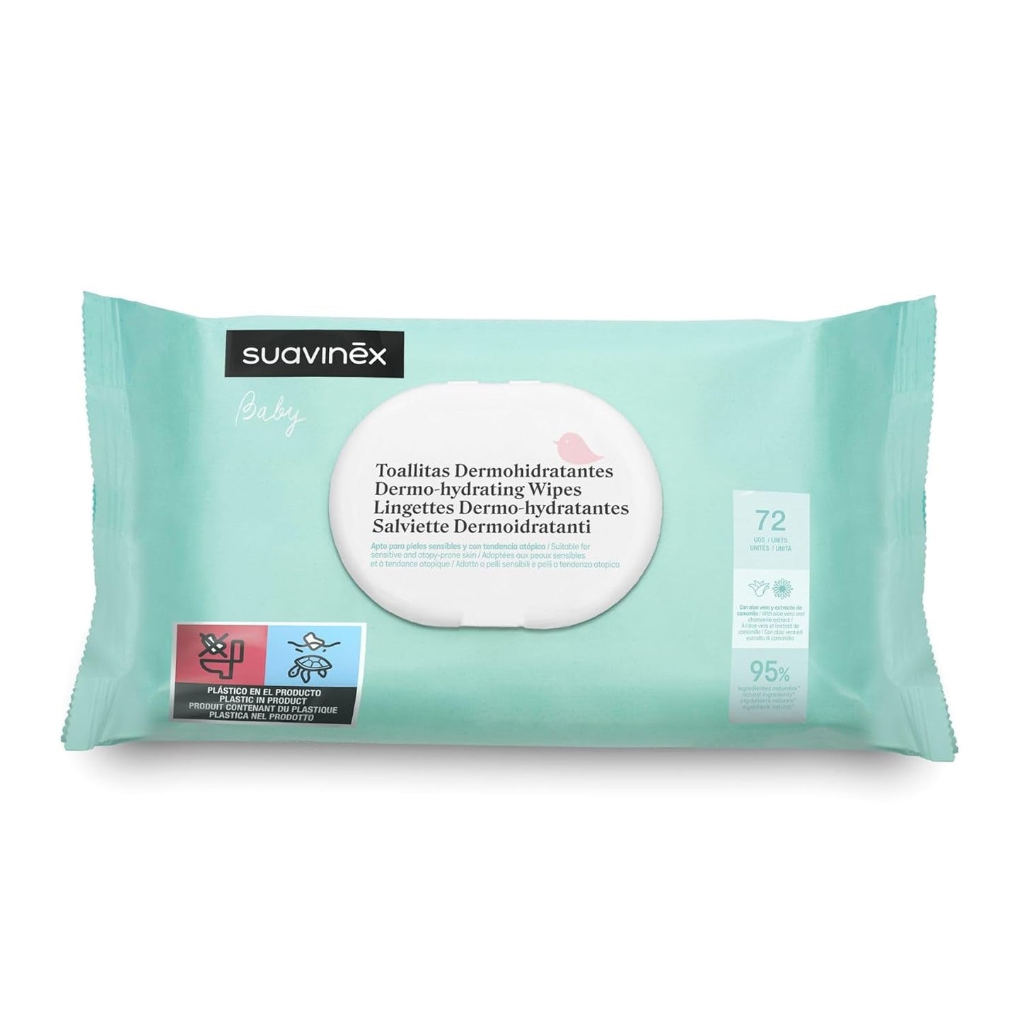 Suavinex Baby Natte Doekjes 60 Stuks Geschikt voor Atopische Huid 96% Natuurlijke Ingrediënten