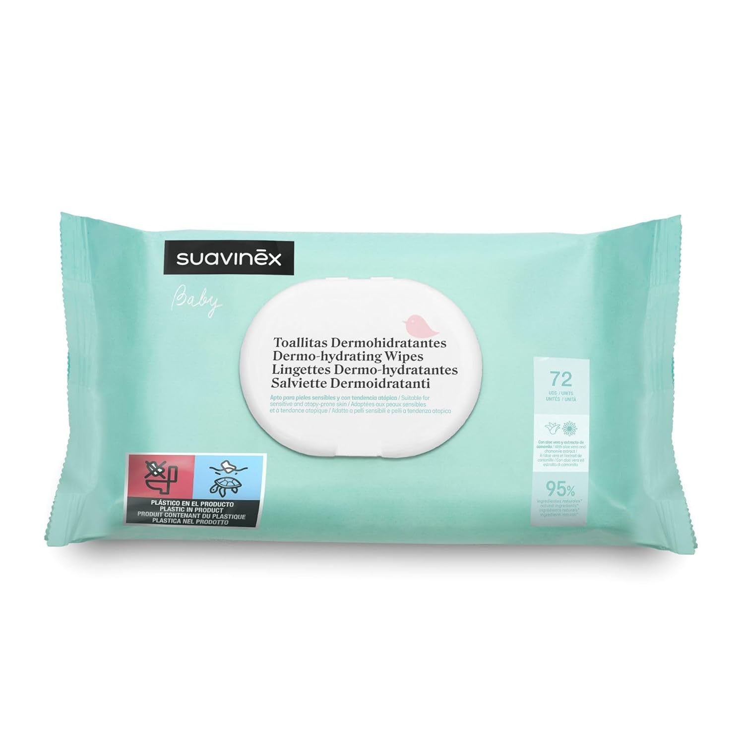 Suavinex Baby Natte Doekjes 60 Stuks Geschikt voor Atopische Huid 96% Natuurlijke Ingrediënten