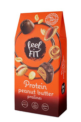 Feel FIT Proteïnepralines met pindakaas in melkchocolade van hoge kwaliteit, zonder toegevoegde suiker, 17% eiwit, glutenvrij 66 g (1 pak)