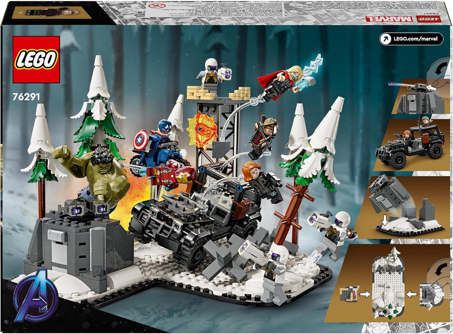 LEGO Marvel Avengers Assemble: Age of Ultron, bouw- en speelset met 8 minifiguren van superhelden zoals Thor, Hulk en Iron Man, bouwspeelgoed voor jongens en meisjes, avonturenset 76291 Bouwsets Besuche den LEGO-Store