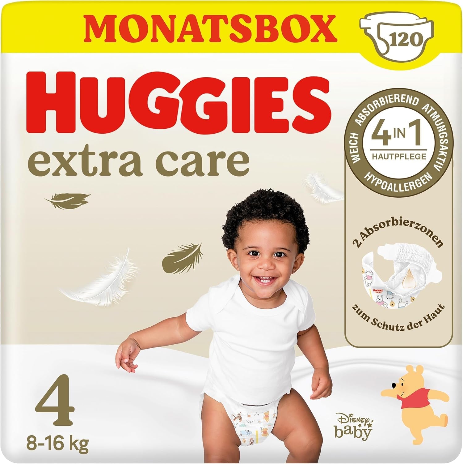 Huggies Extra Care Disney Babyluiers, maat 4, 120 luiers (2x60), maanddoos