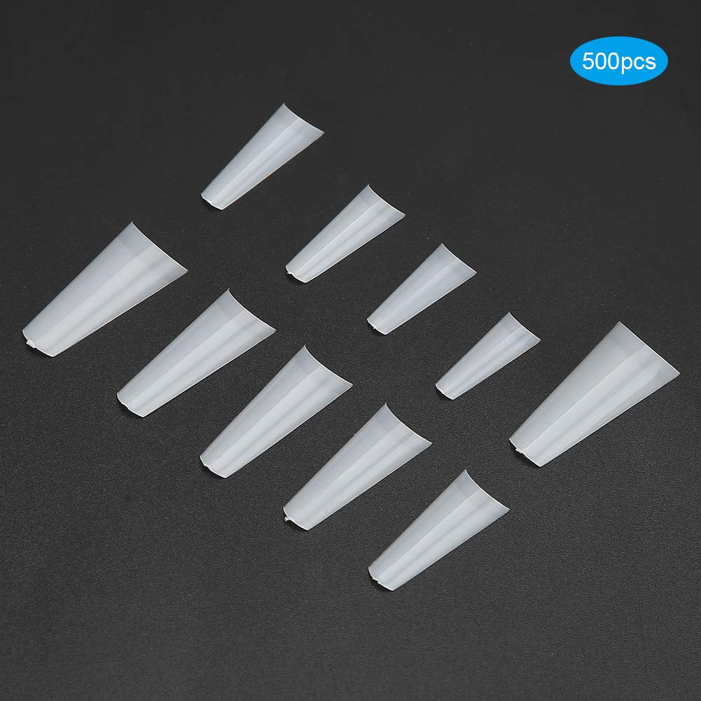 500 stuks valse nageltips, natuurlijke Franse kunstnageltips voor manicure, L, doe-het-zelf nepnagels, ovale UV-gel, nagelaccessoires voor vrouwen en meisjes (natuurlijke kleur)