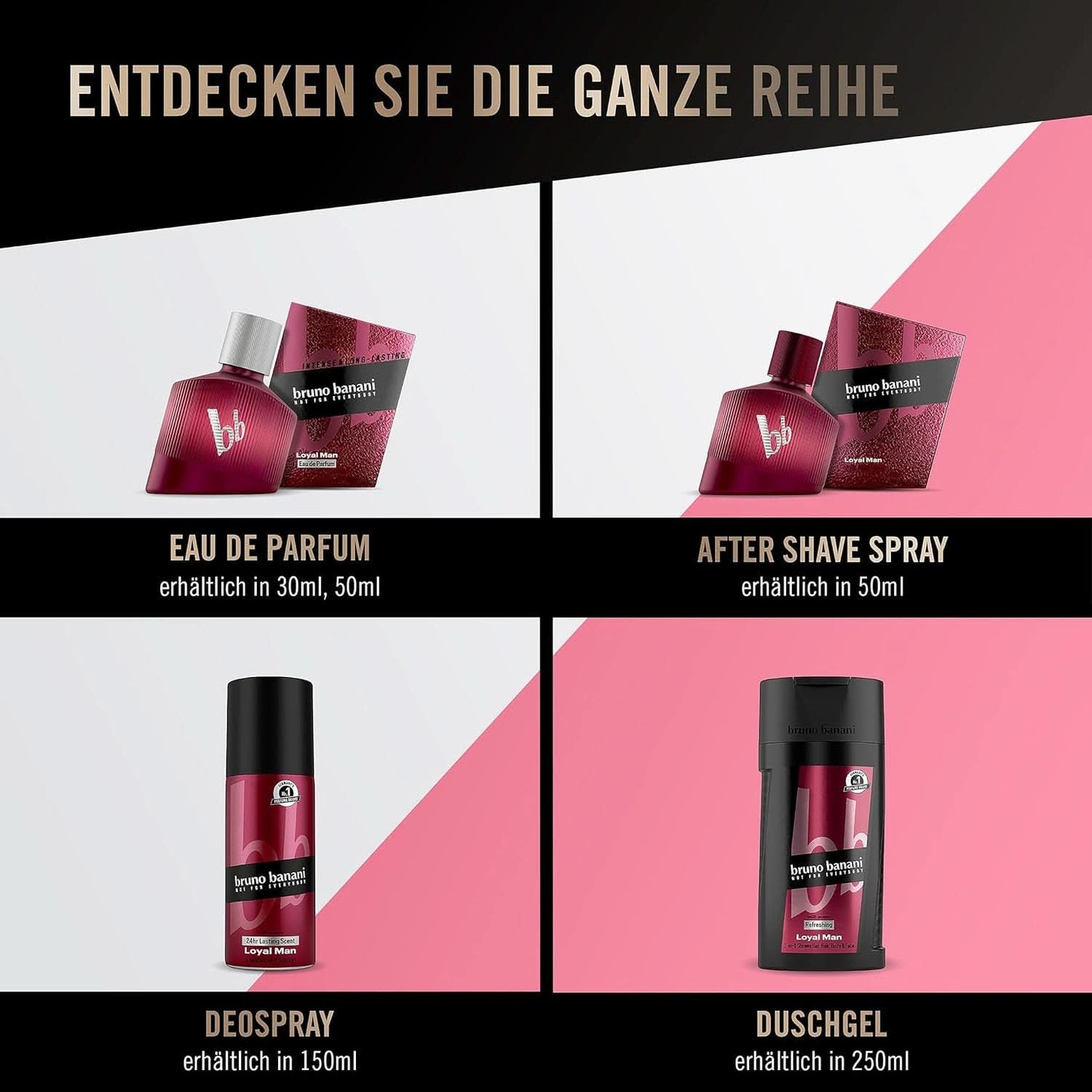 Bruno Banani Loyal Man 3 in 1 douchegel voor lichaam, haar en gezicht, heren, 250 ml Douche en bad Naty Shop