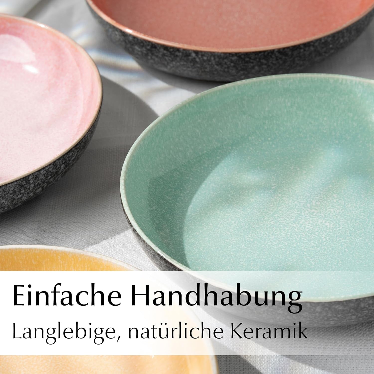 MIAMIO - Dinerborden, set van 6 (850 ml) / grote en diepe pastaborden, bordenset voor 6, keramische slakom / vaatwasser- en magnetronbestendig - Las Palmitas-collectie