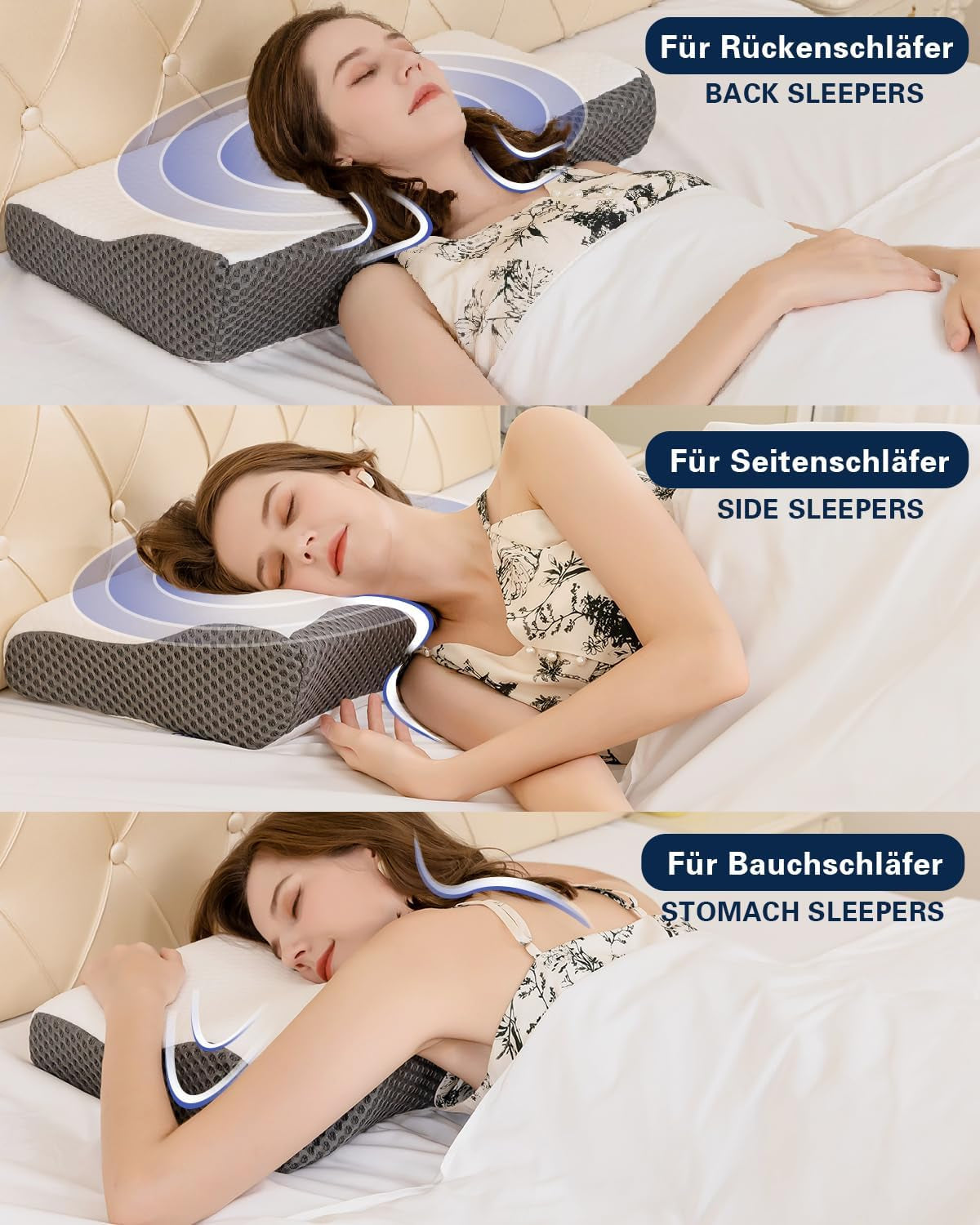 IDEA Kussen, Ergonomisch Orthopedisch Kussen voor Nekpijn, Memory Foam Kussen voor Zij-, Rug- en Buikslapers, Anti-Snurkkussen voor Mannen Vrouwen (62 * 34,5 * 12/8CM) Cervicale Orthopedische Kussens Naty Shop
