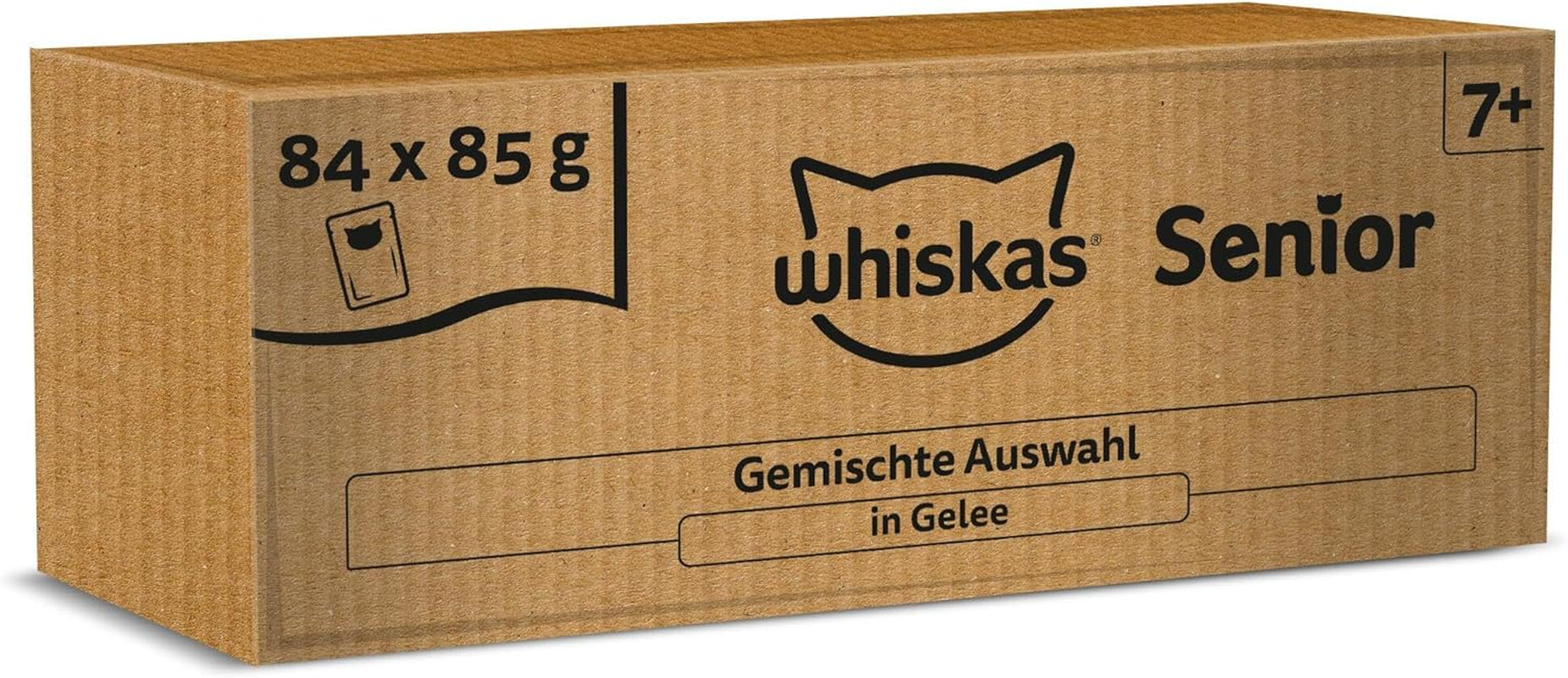 Whiskas Senior 7+ Natvoer Gemengde Selectie in Gelei, 84 Zakjes, 84x85g (1 Grote Verpakking) - Hoogwaardig natvoer voor katten van 7 jaar en ouder