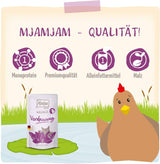 MjAMjAM - Premium natvoer voor katten - Wellness - Spijsvertering - Kip, verpakking van 12 (12 x 125 g), graanvrij