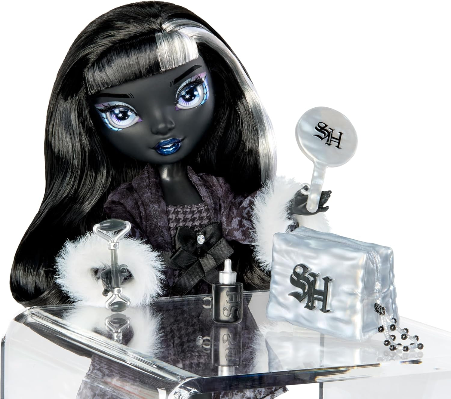Rainbow High Shadow High Girl's Night - Shanelle Onyx - 28 cm modepop in grijstinten, zwart haar en outfit met accessoires en kam - Voor verzamelaars en kinderen vanaf 6 jaar