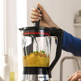 Bosch Standmixer Vitapower Serie 4 MMB6382M, Edelstahl-Klingen Made in Germany, 1,5L Thermosafe Glasbehälter, Stopfer, Sicherheitsdeckel, Spülmaschinengeeignete Teile, 30.000 U/Min, 1200 W, Edelstahl Kitchen Naty Shop