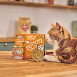 Lily's Kitchen Natuurlijk natvoer voor volwassen katten, ingeblikt, smakelijke stukjes in kippenjus, graanvrij recept (24 bakjes x 85 g)