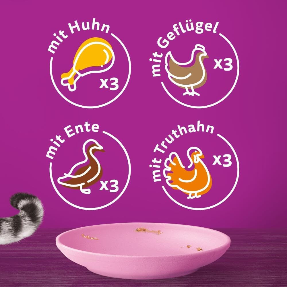 WHISKAS Junior natvoerzakjes, multipack, selectie van gevogeltevlees in gelei, 12 x 85 g