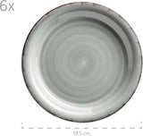 MÄSER 931875 Bel Tempo II serviesset voor 6 personen met moderne vintage look, 18-delig tafelservies, handgeschilderd keramisch servies, steengoed, rookblauw